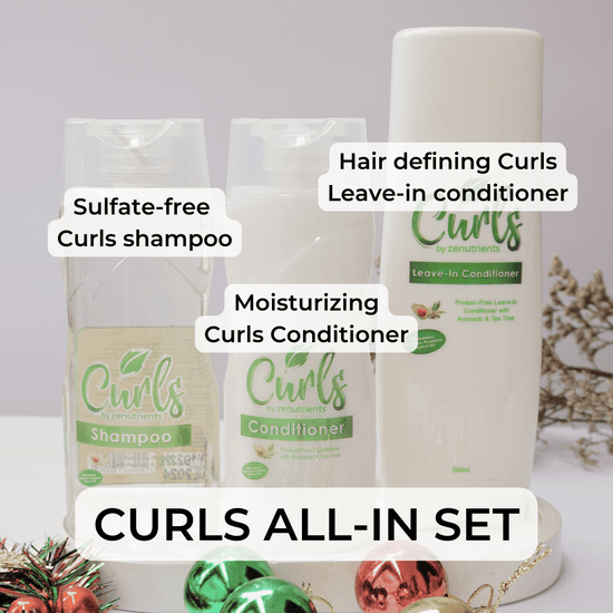 Curls All-In Set (150mL Curls Shampoo + 150mL Curls Conditioner + 200mL Leave-In Conditioner + Sling Bag)